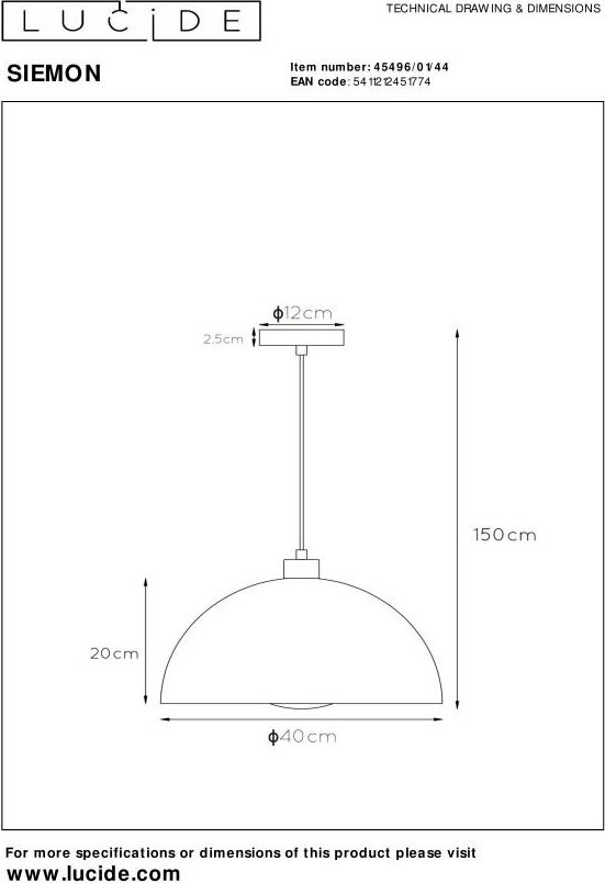 Lucide Siemon Hanglamp