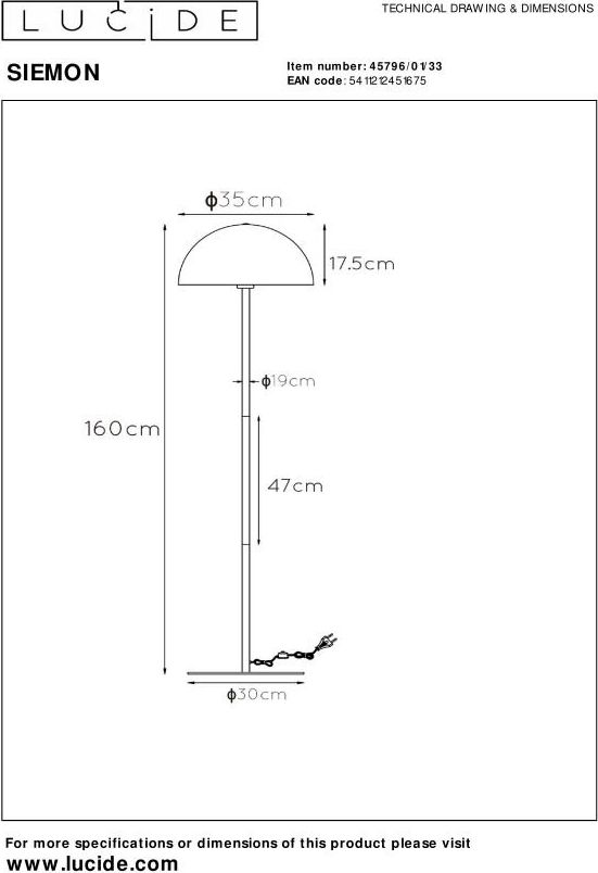 Lucide Siemon Vloerlamp