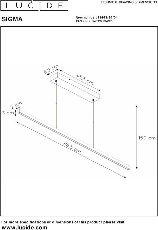 Lucide Sigma Wit Hanglamp