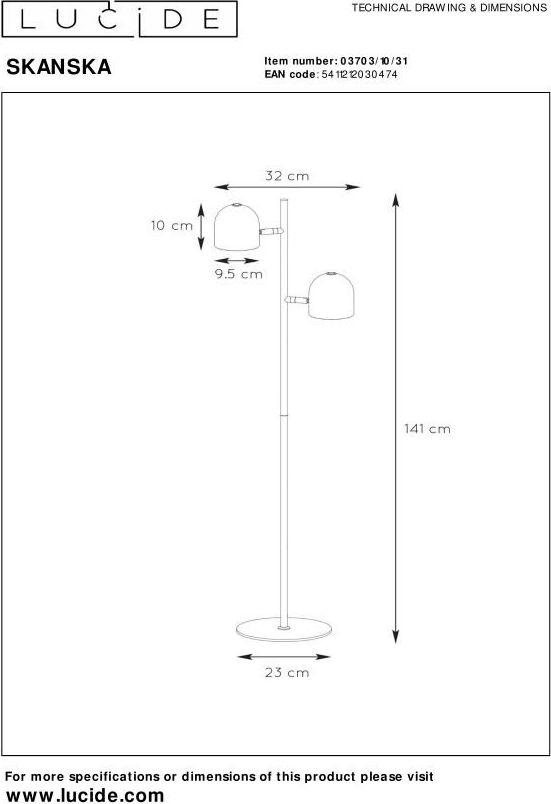 Lucide Skanska Vloerlamp