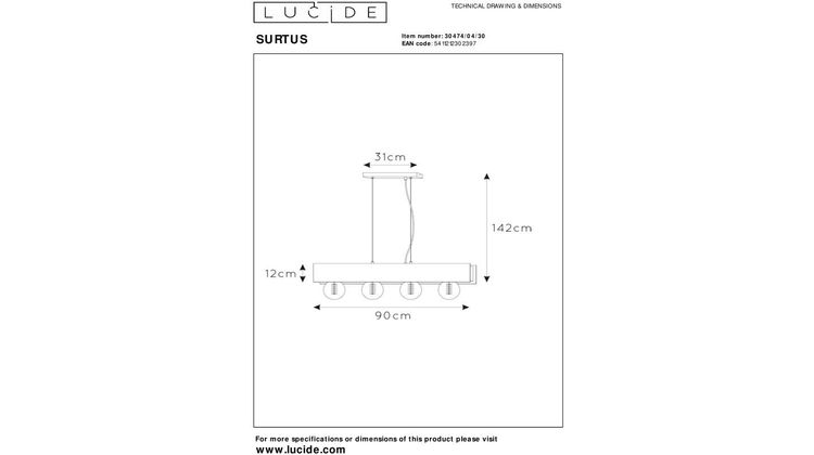 Lucide Surtus Hanglamp