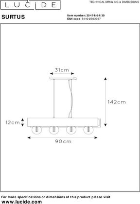 Lucide Surtus Hanglamp