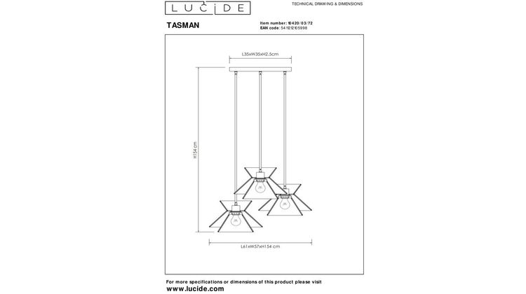 Lucide Tasman Hanglamp