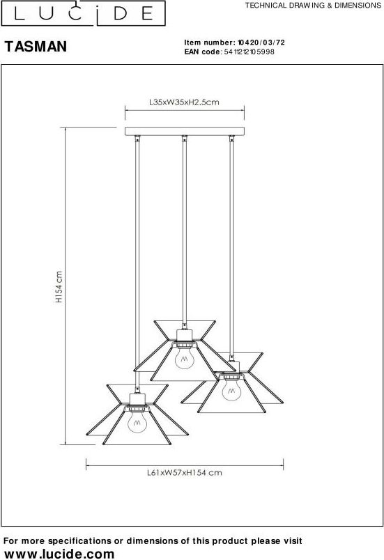 Lucide Tasman Hanglamp