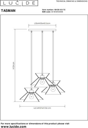 Lucide Tasman Hanglamp
