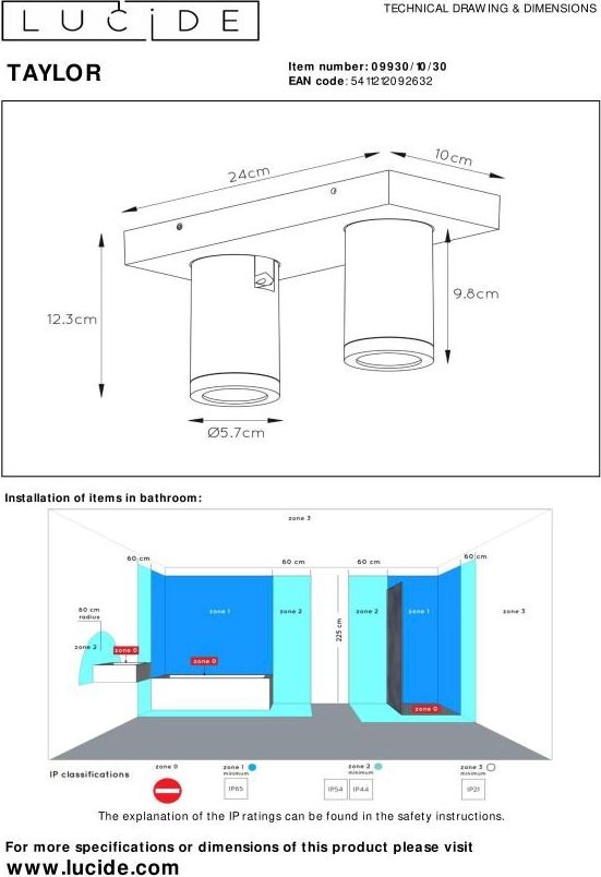 Lucide Taylor Plafondlamp