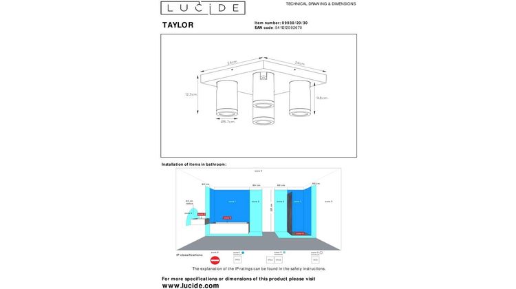 Lucide Taylor Plafondlamp