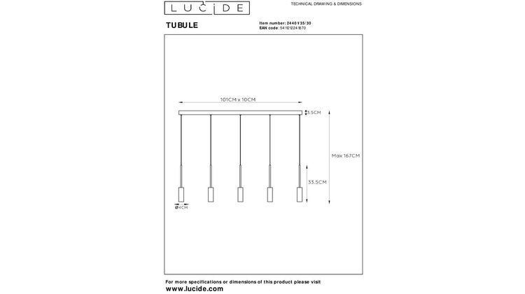 Lucide Tubule Hanglamp