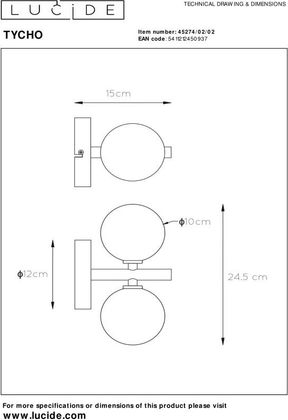 Lucide Tycho Wandlamp