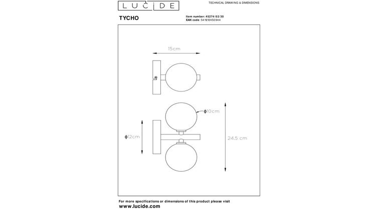 Lucide Tycho Wandlamp