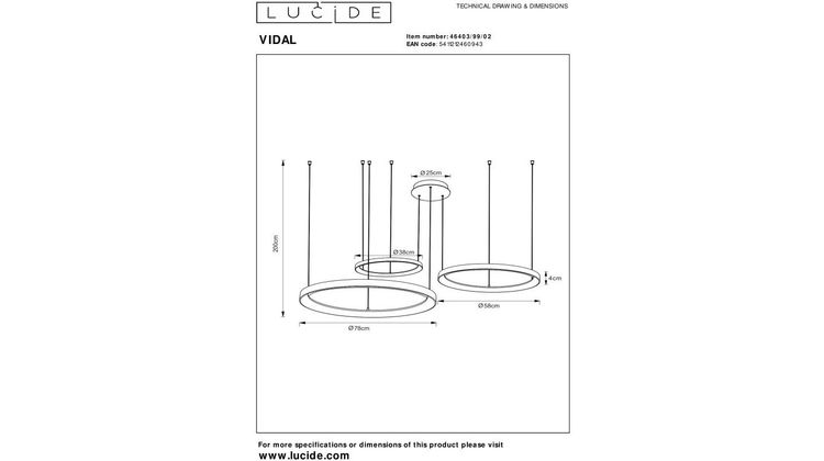 Lucide Vidal Hanglamp