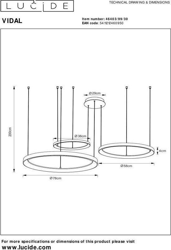 Lucide Vidal Hanglamp