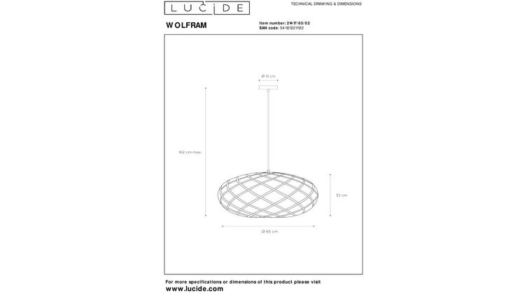 Lucide Wolfram Goud Hanglamp
