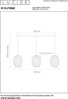 Lucide Wolfram Goud Hanglamp