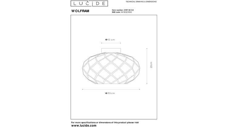 Lucide Wolfram Goud Plafondlamp