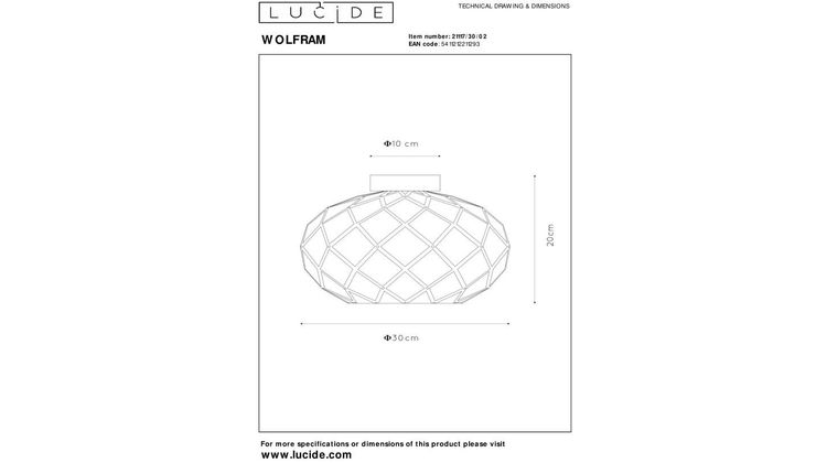 Lucide Wolfram Goud Plafondlamp
