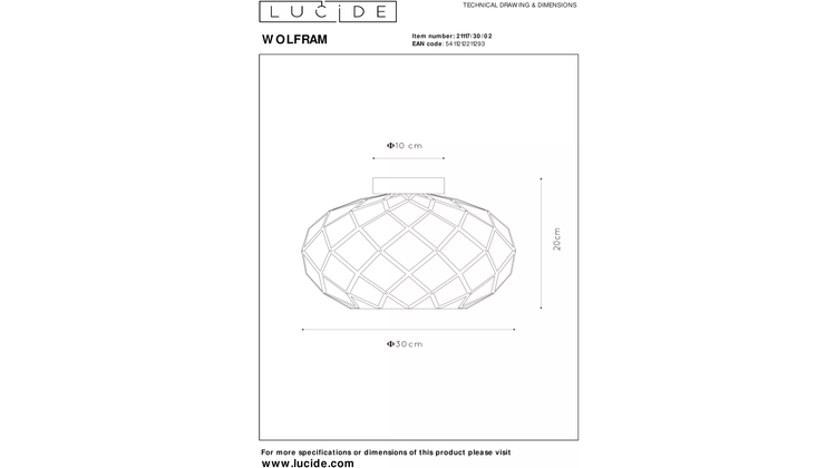 Lucide Wolfram Goud Plafondlamp