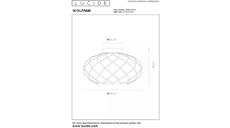 Lucide Wolfram Goud Plafondlamp