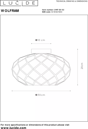 Lucide Wolfram Goud Plafondlamp