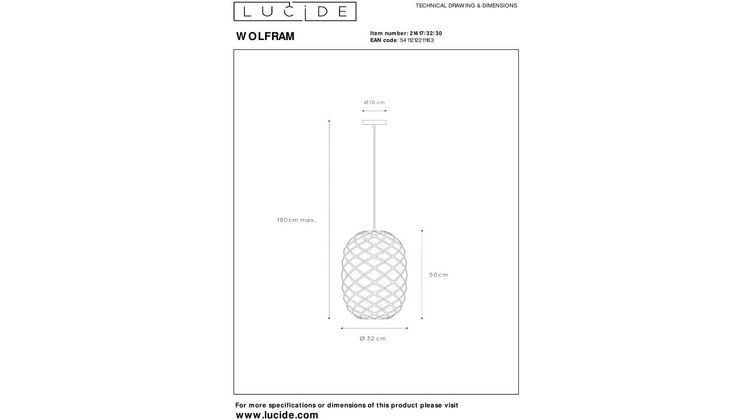 Lucide Wolfram Zwart Hanglamp