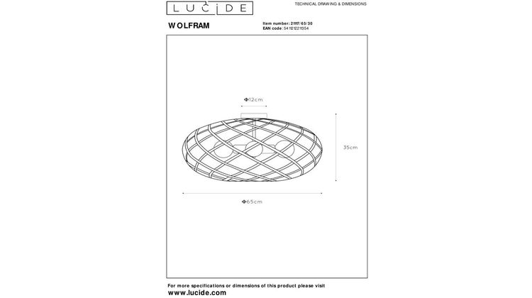 Lucide Wolfram Zwart Plafondlamp