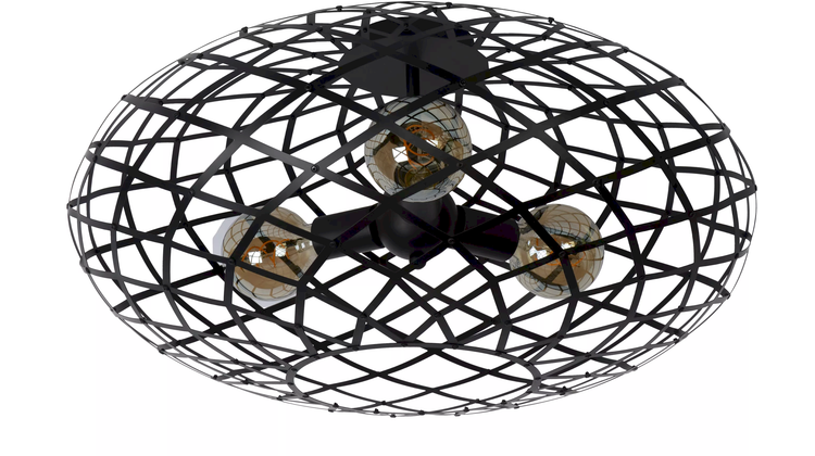 Lucide Wolfram Zwart Plafondlamp