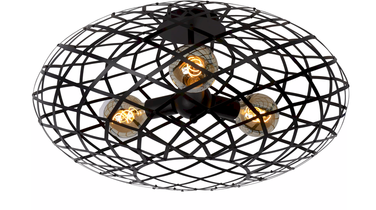 Lucide Wolfram Zwart Plafondlamp