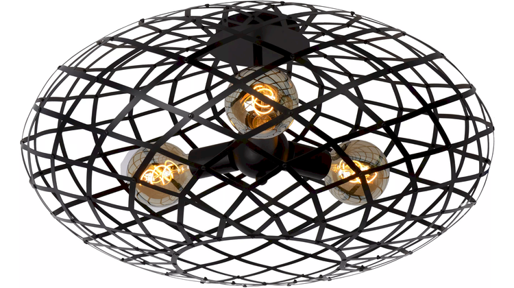 Lucide Wolfram Zwart Plafondlamp