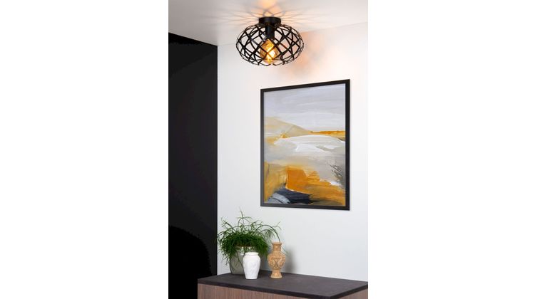 Lucide Wolfram Zwart Plafondlamp