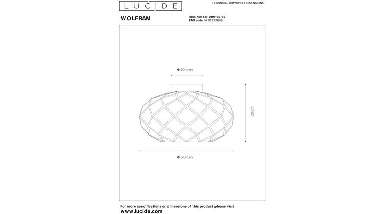Lucide Wolfram Zwart Plafondlamp