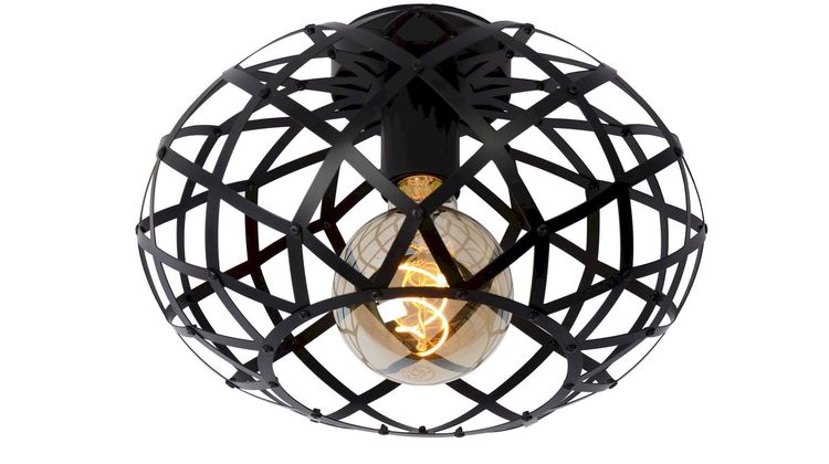 Lucide Wolfram Zwart Plafondlamp