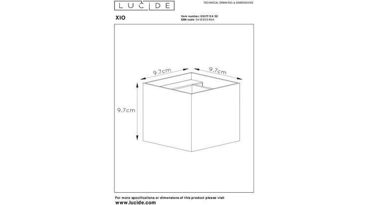 Lucide Xio Vierkant Wandlamp