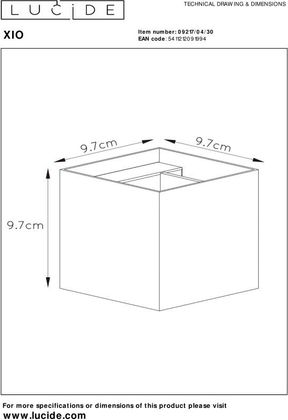 Lucide Xio Vierkant Wandlamp