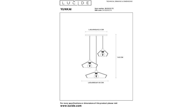 Lucide Yunkai Hanglamp