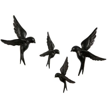 WOOOD Avaler Vogels Set van 4 Wanddecoratie