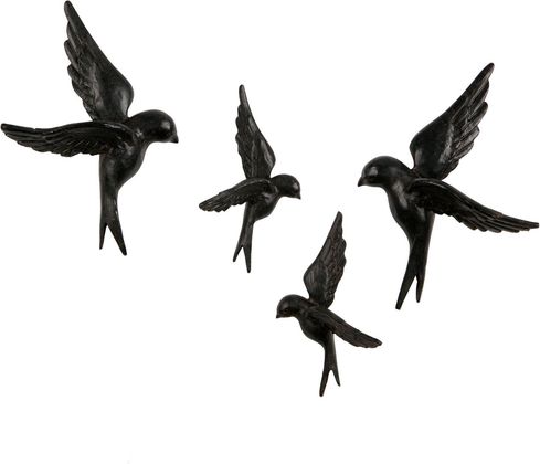 WOOOD Avaler Vogels Set van 4 Wanddecoratie