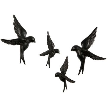 WOOOD Avaler Vogels Set van 4 Wanddecoratie