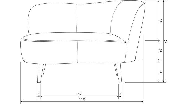 WOOOD Sara Rechts Lounge Fauteuil