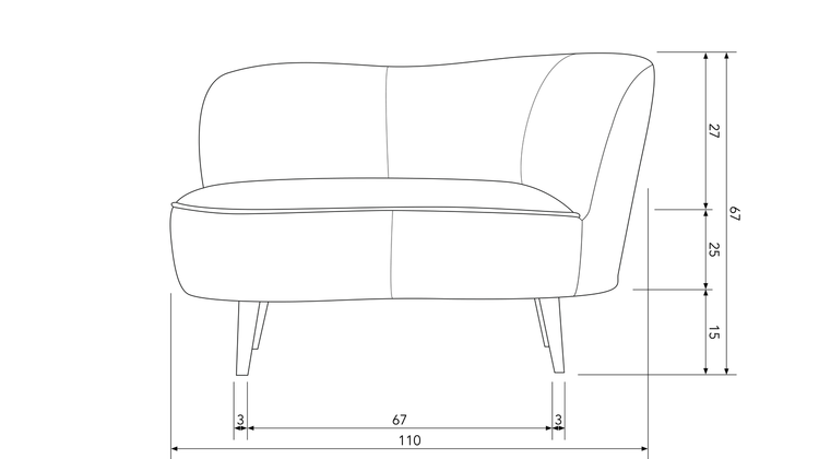 WOOOD Sara Rechts Lounge Fauteuil