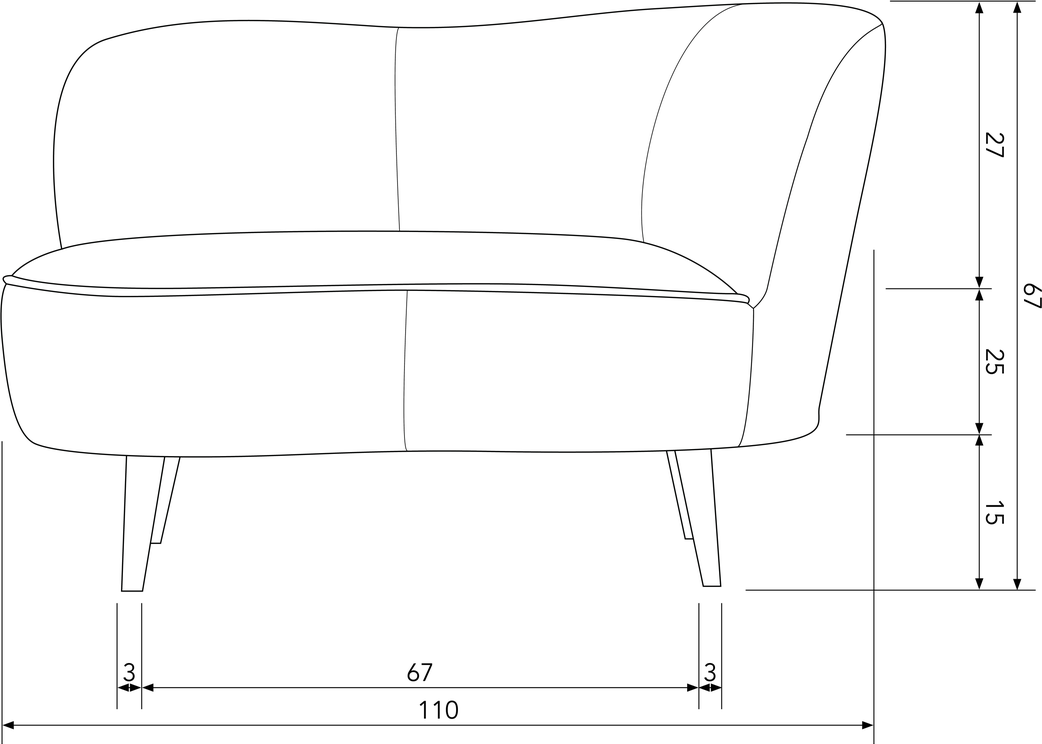 WOOOD Sara Rechts Lounge Fauteuil