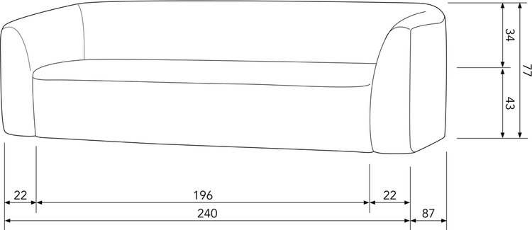WOOOD Sloping 3-Zitsbank