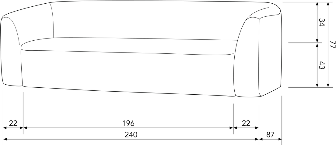 WOOOD Sloping 3-Zitsbank