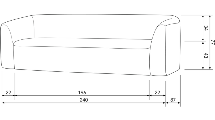 WOOOD Sloping 3-Zitsbank