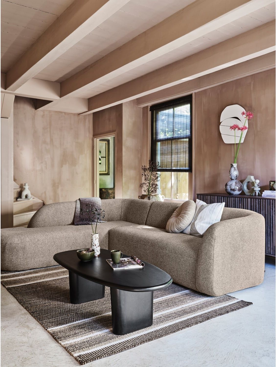 WOOOD Sloping Natural Melange Hoekbank