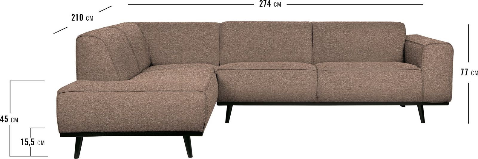 WOOOD Statement Bouclé Links Hoekbank