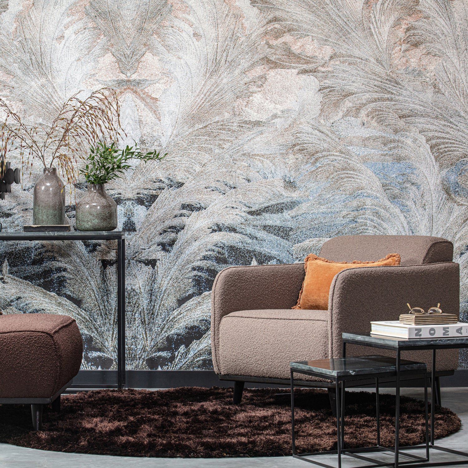 WOOOD Statement Bouclé met arm Fauteuil
