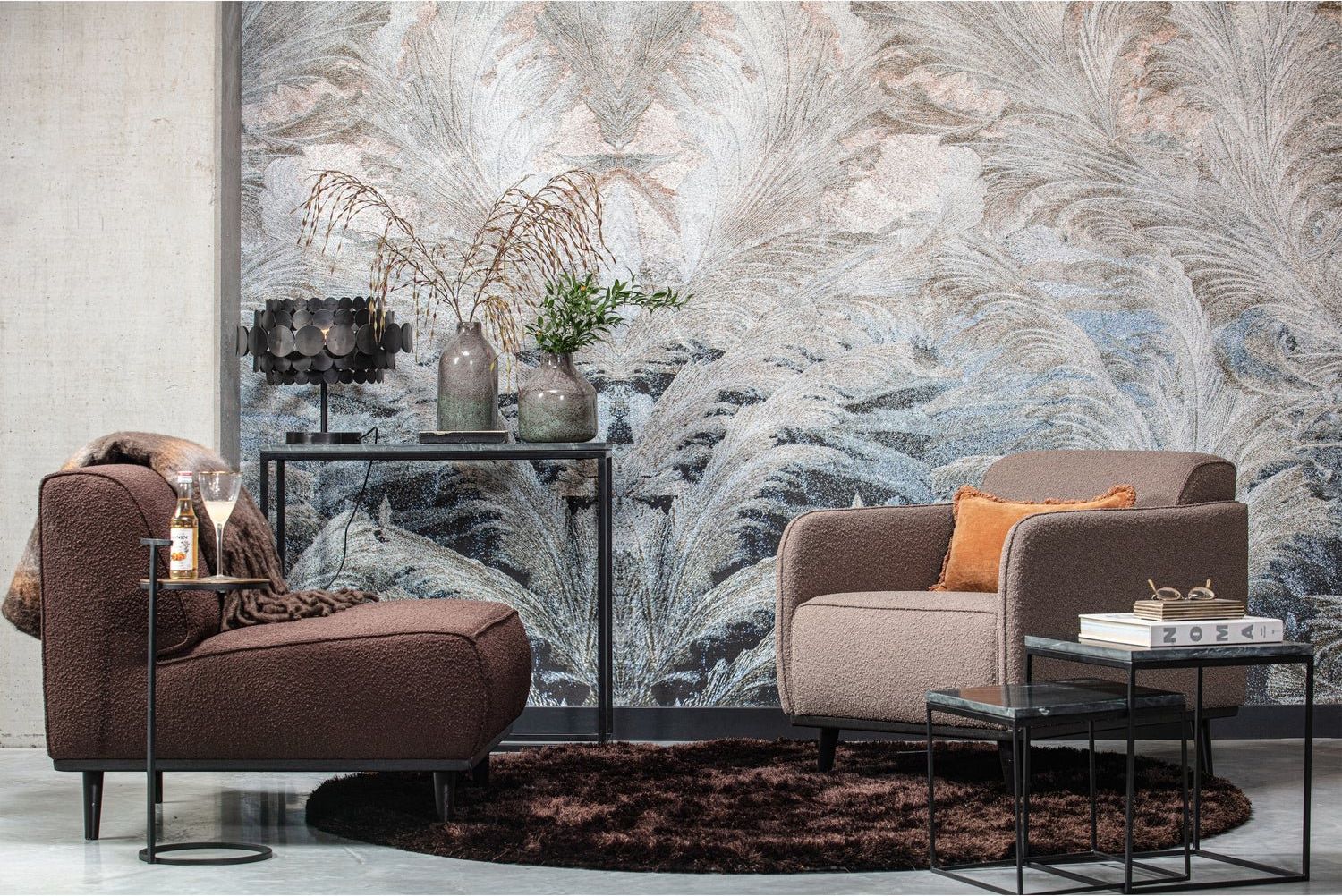 WOOOD Statement Bouclé met arm Fauteuil