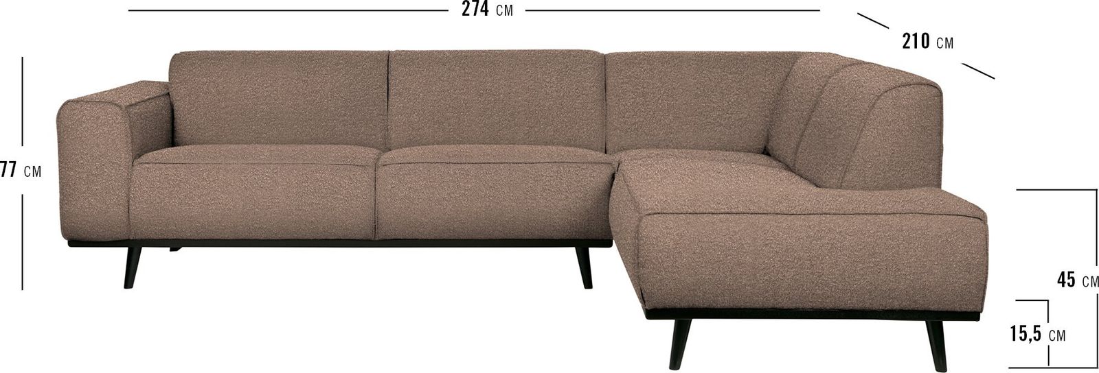 WOOOD Statement Bouclé Rechts Hoekbank