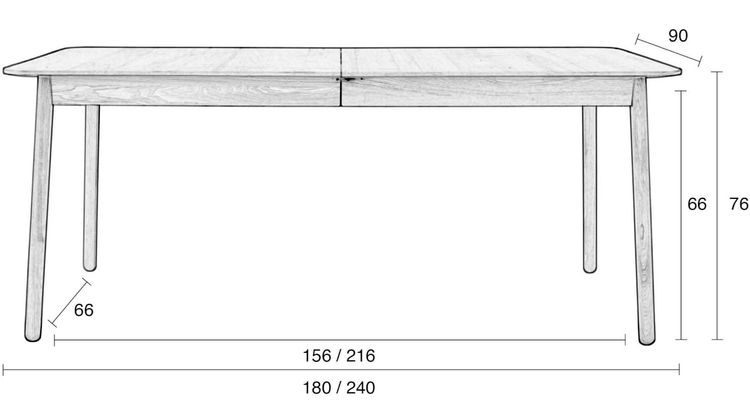 Zuiver Glimps Natural Eettafel