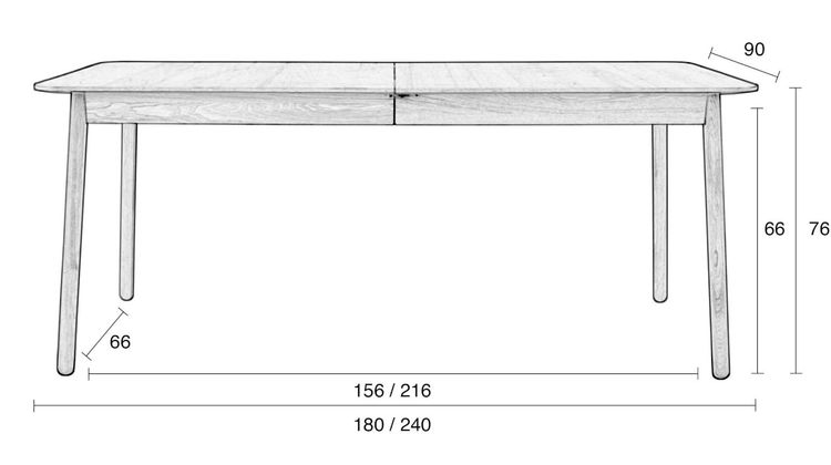 Zuiver Glimps Natural Eettafel
